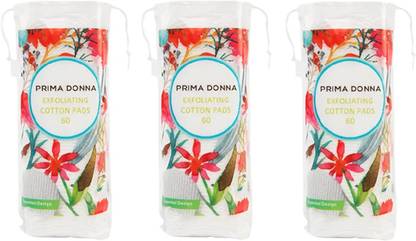 Prima Donna Patented Cotton Exfoliating Pads for Face Cleansing (Pack of 3)