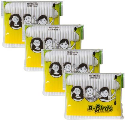 B birds Cotton Ear Buds/Cotton Swabs Stem (400Sticks - 800 tips )