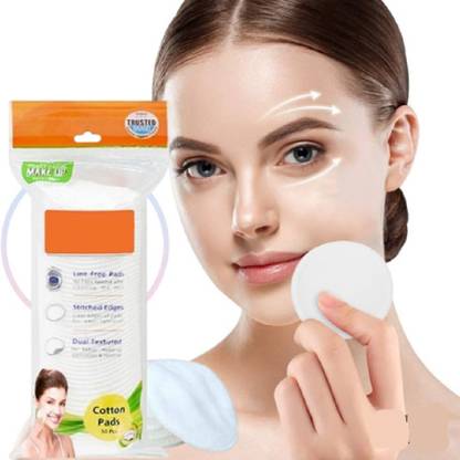 Trutip Cotton Pads for Face/Eyes, Makeup Remover Pads (50 Pads/Pouch) (Pack of 1) *