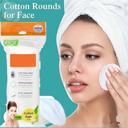 Trutip Cotton Pads for Face/Eyes, Makeup Remover Wipes (50 Rounds/Pouch) (Pack of 2)