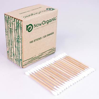 NowOrganic Eco friendly Bamboo cotton swabs/earbuds. Plastic free sticks