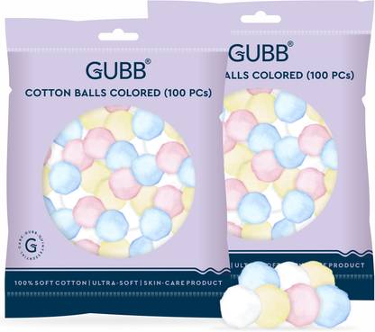 GUBB Colored Cotton Balls, Natural, Hypoallergenic, Absorbent ,Soft & Gentle