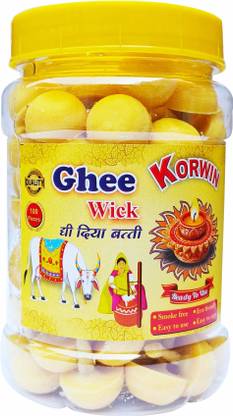 KORWIN Ghee Diya Batti Ghee Cotton Wick Puja material Puja Item Cotton Wick