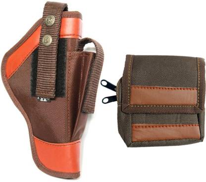Kumar's Trend Nylon 9 mm Revolver Pistol Racquet Brown Carry Case Pouch Pistol/Gun Cover Free Size