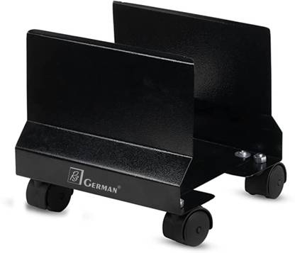 R3 GERMAN CPU Trolley Metal Black Heavy Duty Desktop Floor Stand Trolley with Castor Wheel CPU Holder