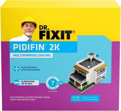 Dr. Fixit Pidifin 2K 2-Parts Flexible Cementitous Waterproofing Membrane For Bathrooms, Kitchen, Small Roofs & Overhead Water Tanks Crack Filler