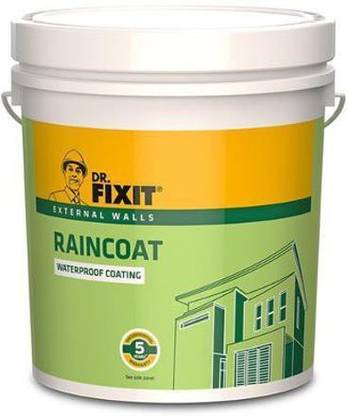 Dr. Fixit Raincoat WPC, RAINCOAT Waterproof Coating, External wall waterproofing, Coating, No dilution, 10 Litre, Single Coat Application, Elastomeric, 5 years waterproofing, Base coat Crack Filler