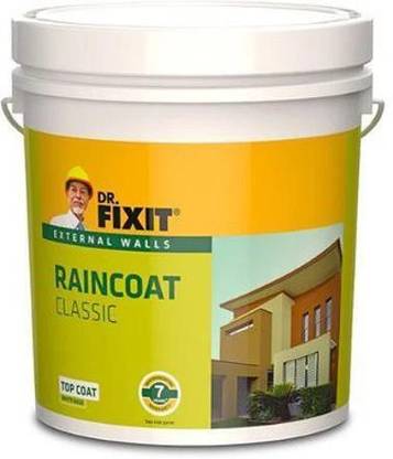 Dr. Fixit RAINCOAT CLASSIC WHITE, External wall waterproofing, Coating, 1000+ unique shades, No dilution, 10 Litre, Single Coat Application, Elastomeric, 7 years waterproofing, Brush, Roller, Spray Crack Filler