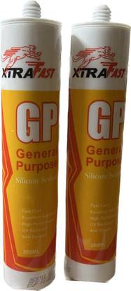 XTRA FAST GP Silicone Sealant Premium Acetoxy Cure (Pack of 2) Crack Filler