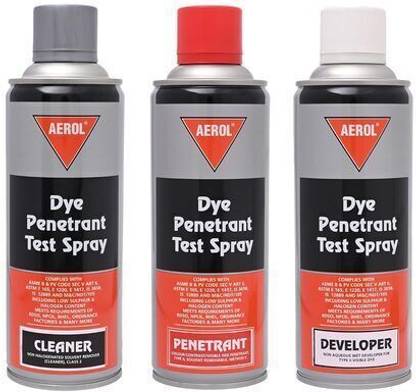 Aerol Dye Penetrant Test (DPT) Spray Kit Dye Penetrant, Developer & Cleaner Spray Crack Filler