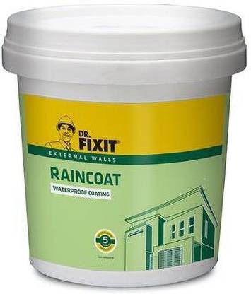 Dr. Fixit Raincoat WPC, RAINCOAT Waterproof Coating, External wall waterproofing, Coating, No dilution, 4 Litre, Single Coat Application, Elastomeric, 5 years waterproofing, Base coat, Brush Crack Filler