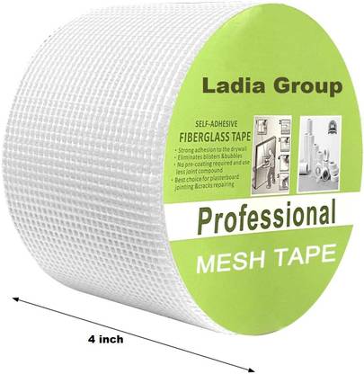ladia group Fiber Glass Mesh Roll, Width 100 mm, 4 Inch Length, 50 Meters, Thickness 145 GSM Crack Filler