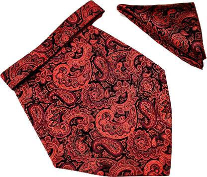 VOICI Men's Paisley Maroon & Red Color Pocket Square Cravat