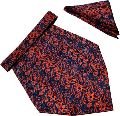 VOICI Men's Paisley Red & Blue Color Pocket Square Cravat