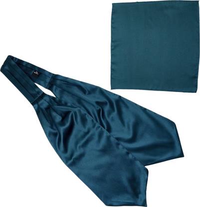 the tie hub Solid Teal Cravat And Pocket Square combo Cravat