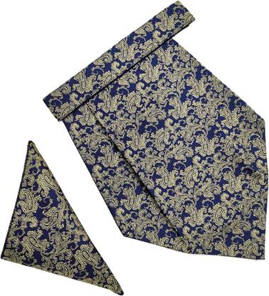 VOICI Paisley Design Blue & Gold color pocket square and Cravat