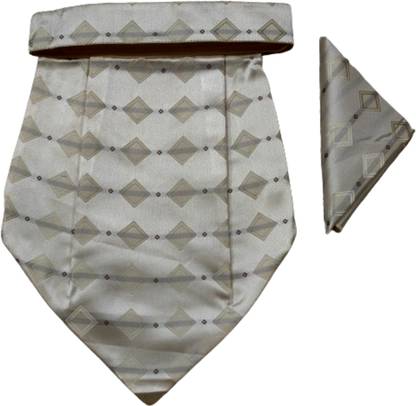 VOICI Checkered Off white Cravat and pocket square Cravat