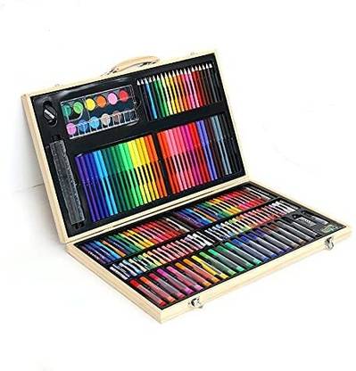 VENTERPRISE Colour Set For Kids, 180 PCS Art Color Set, Wooden Case Portable Painting