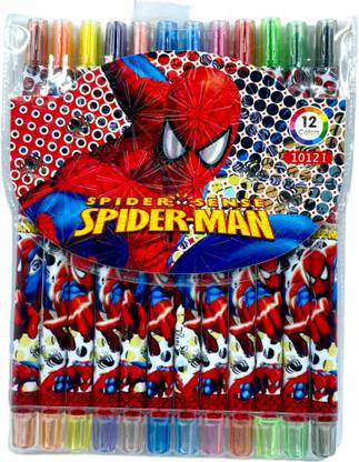 Fullkart Spiderman Rolling Crayon Colorful Sticks for Kids (Set of 12 Colours)