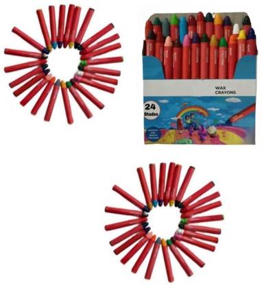 VUVAIL Wax Crayons 24 Shades Pack Of 2(48 Pcs) Safe For Kids|School Art Project