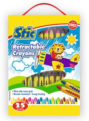 STIC 25 Retractable Crayons Toddler Grip Unbreakable Set