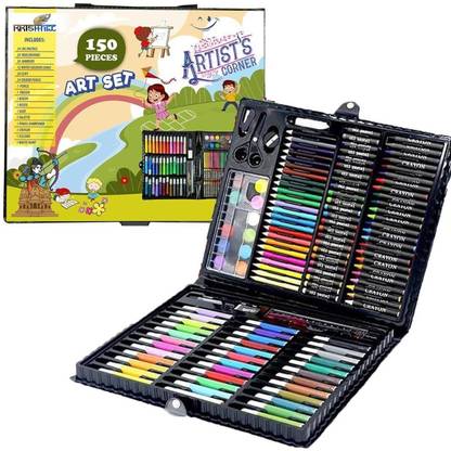 KRISHNIX 150 Pieces Drawing Kit Includes Crayons, Oil Pastels Colored Pencils For Kids