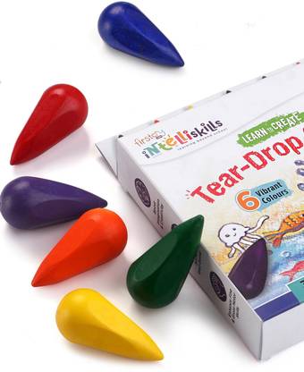 Intelliskills Premium Non-Breakable & Non-Greasy Crayons| Tear Drop Grip Coloring Set For Kids