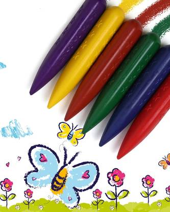 Intelliskills 6 Pcs Jumbo Non Breakable Wax Crayon Sticks for Kids| Non Greasy Colouring Set