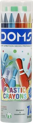 DOMS Plastic Crayon 14 Shades Round Tin