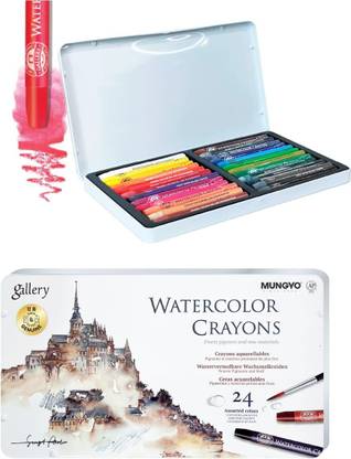 Mungyo Watercolour Crayons - Set of 24 in Tin box