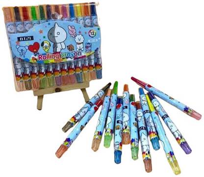 Poohan BTS TWISTING ROLLING CRAYONS COLOURS FOR KIDS DRAWING ART & CRAFT RANDOM