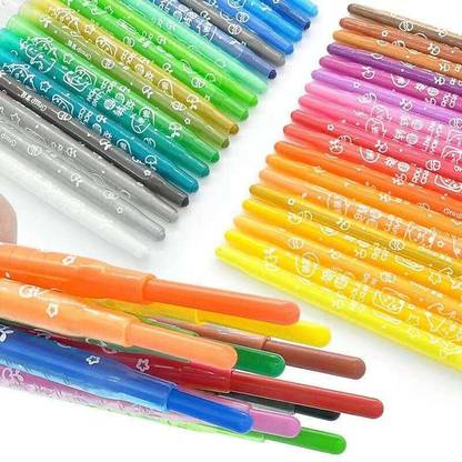 Gomzy Big Size 12 Shades Twistable Crayons Rolling Wax Color Pens for Drawing Art Work