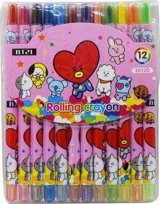 Asera Boys/Girls Favorite BTS BT21 Cartoon Character Rolling Crayons