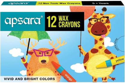 R K SALES Original Apsara 12 Shades Wax Crayons, Pack of 50 Sets