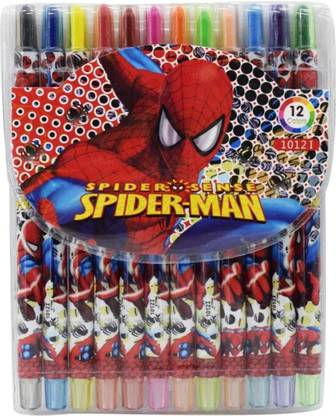 Poohan SPIDERMAN Rolling Crayons for Kids Birthday Return Gift Pack of 12 Random Colour