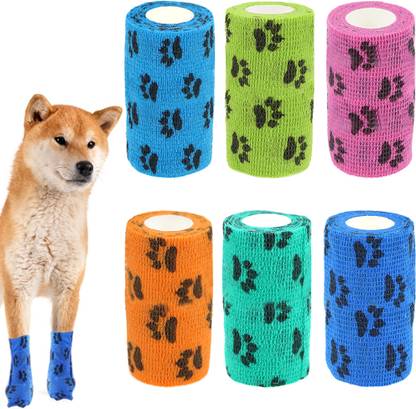 PALAY 6Pcs Pet Injury Recovery Bandage Self Adhesive Non Woven Bandage Elastic Bandage Crepe Bandage