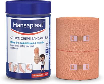 HANSAPLAST Soft Cotton Crepe Bandage for Pain relief | Pack of 1| Provides optimum support Crepe Bandage