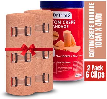 Dr. Trimp Cotton Crepe Bandage for Pain Relief,10cmX4mt Tape for Injury&Muscle Compression Crepe Bandage