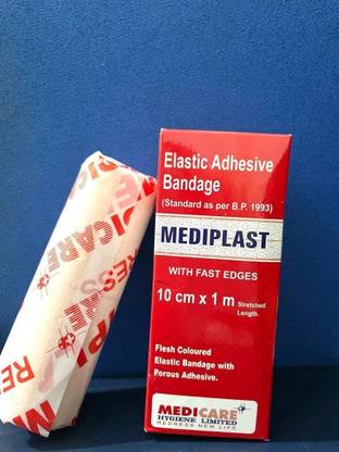 MEDIPLAST Elastic Adhesive Bandage with fast edge 10cm*1m Crepe Bandage