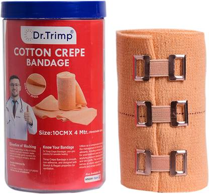 Dr. Trimp Cotton Crepe Bandage for Pain Relief,10cmX4mt Tape for Injury&Muscle Compression Crepe Bandage