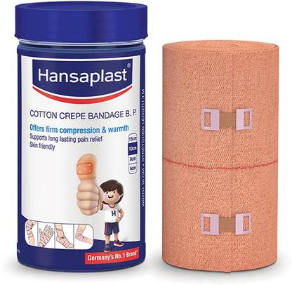 HANSAPLAST Soft Cotton Crepe Bandage for Pain relief | Pack of 1| Provides optimum support Crepe Bandage  (10 cmx4)