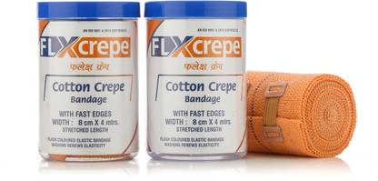 FLXCREPE HIGH QUALITY CREPE BANDAGE (8 cm x 4 m). PACK OF 2 Crepe Bandage