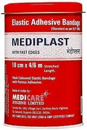 MEDIPLAST Elastic Adhesive Bandage -10cm x 4/6m Crepe Bandage MFX04 Crepe Bandage