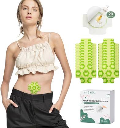 boxania 20 Pcs Castor Oil Pack Wrap for belly button Self Adhesive Liver Detox Crepe Bandage