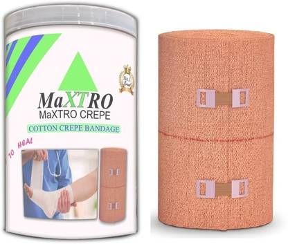 MaxTro Cotton Crepe Bandages |Pain Relief & Elastic Compression Pack-1 (6cm x 4m Yards) Crepe Bandage