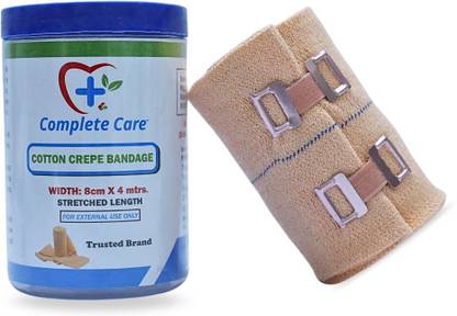 Complete Care Crepe Bandage Elastic Compression Wrap for Strains and Joint Support, (8X4) Crepe Bandage