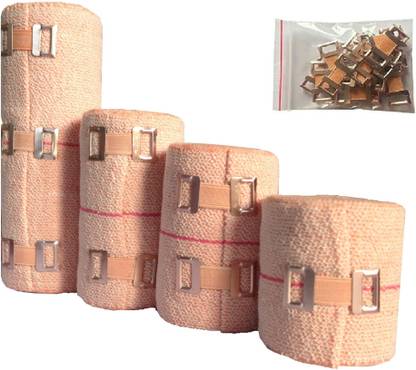 RARE OCEANS ELASTIC CREPE BANDAGE SET OF 4 SIZES - FREE 10 PICS BANDAGE BROWN CLIPS Crepe Bandage