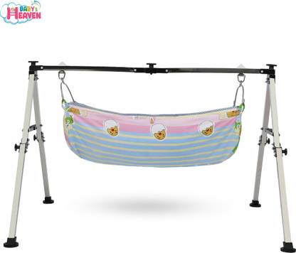 Baby's Heaven Stainless Steel Nri Swing Cradle with Mosquito Net Jholi - L/W/H-125/98/88cm