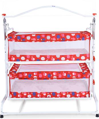 Infanto Twins Cradle With Adjustable Height Position | Easy Flat Folding
