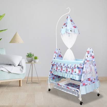 CREW4 Cradle for kids cradle for baby boy and girl Cradle With Swing & Mosquito Net Bassinet